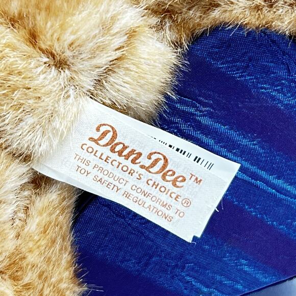 Dan Dee Brown Sitting Teddy Bear Plush Purple Hat Holding Heart Shaped Gift Box - Picture 6 of 13